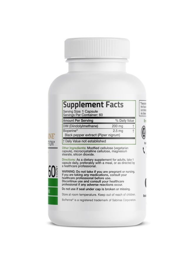 Bronson DIM 200 MG Supplement Diindolymethane with BioPerine for Enhanced Absorption, Estrogen Metabolism & Maintains Balanced Hormone Levels, 60 Vegetarian Capsules - Image 2