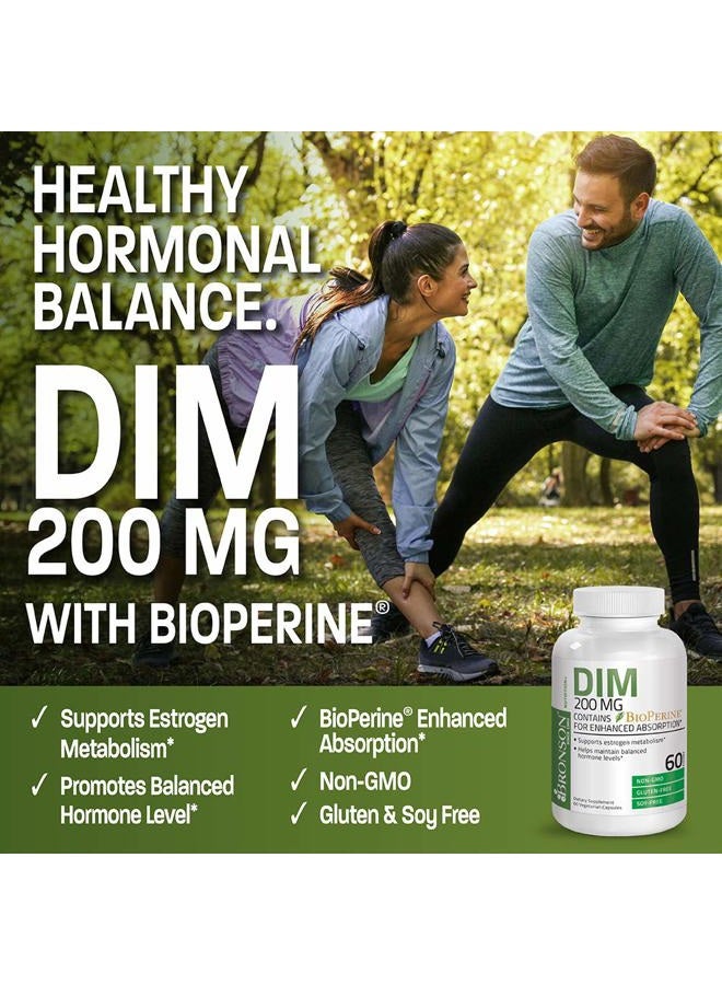 Bronson DIM 200 MG Supplement Diindolymethane with BioPerine for Enhanced Absorption, Estrogen Metabolism & Maintains Balanced Hormone Levels, 60 Vegetarian Capsules - Image 3