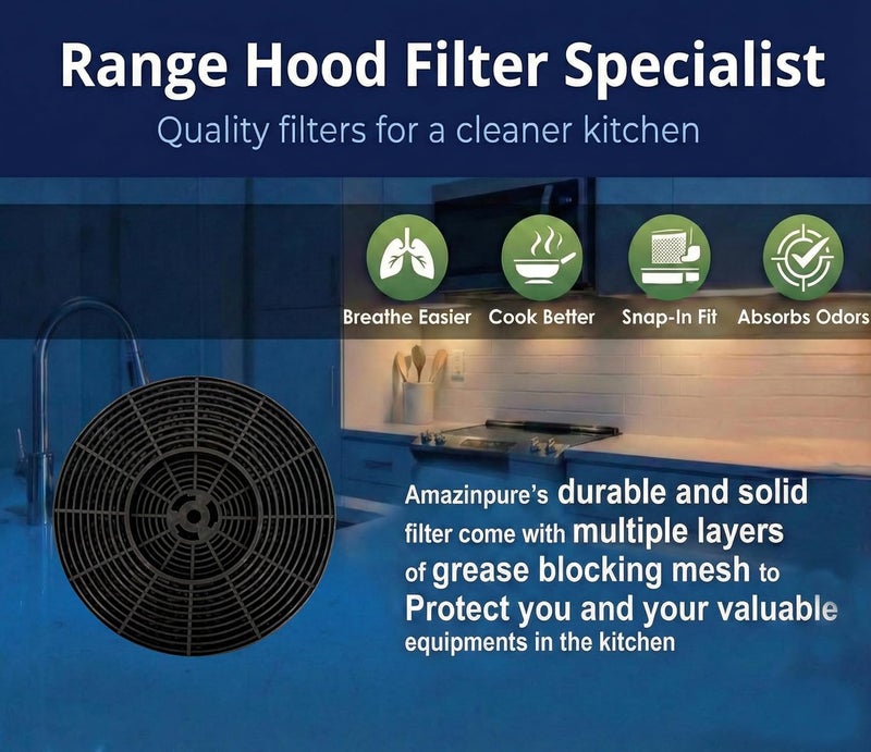 Amazinpure 2X carbon charcoal filter 175x34mm compatible with CIARRA CBCF003 Recirculating Filter Carbon Charcoal Filters Replacement for Cooker Hoods CBCB6736F CBCB6736H CBCB6736N CBCW6736N CBCS6102 - Image 3