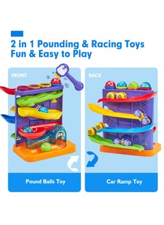 Excefore Toddler Toys for 1-Year-Old Boy, 2-in-1 Pound Ball Toy & Car Ramp Race Track, Learning Active Early Developmental Montessori Toy, Birthday Gifts for 1, 2, and 3-Year-Old Boys and Girls  - Image 2