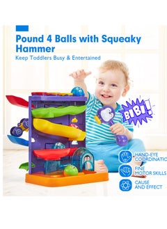 Excefore Toddler Toys for 1-Year-Old Boy, 2-in-1 Pound Ball Toy & Car Ramp Race Track, Learning Active Early Developmental Montessori Toy, Birthday Gifts for 1, 2, and 3-Year-Old Boys and Girls  - Image 3