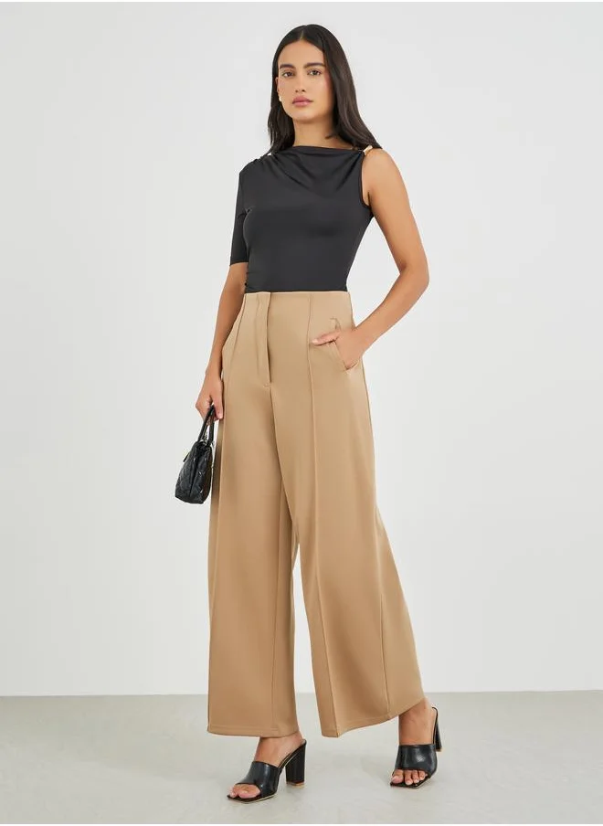 ستايلي Styli High Rise Wide Leg Pants with Pintuck Detail