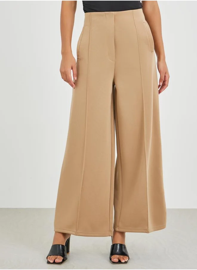 ستايلي Styli High Rise Wide Leg Pants with Pintuck Detail