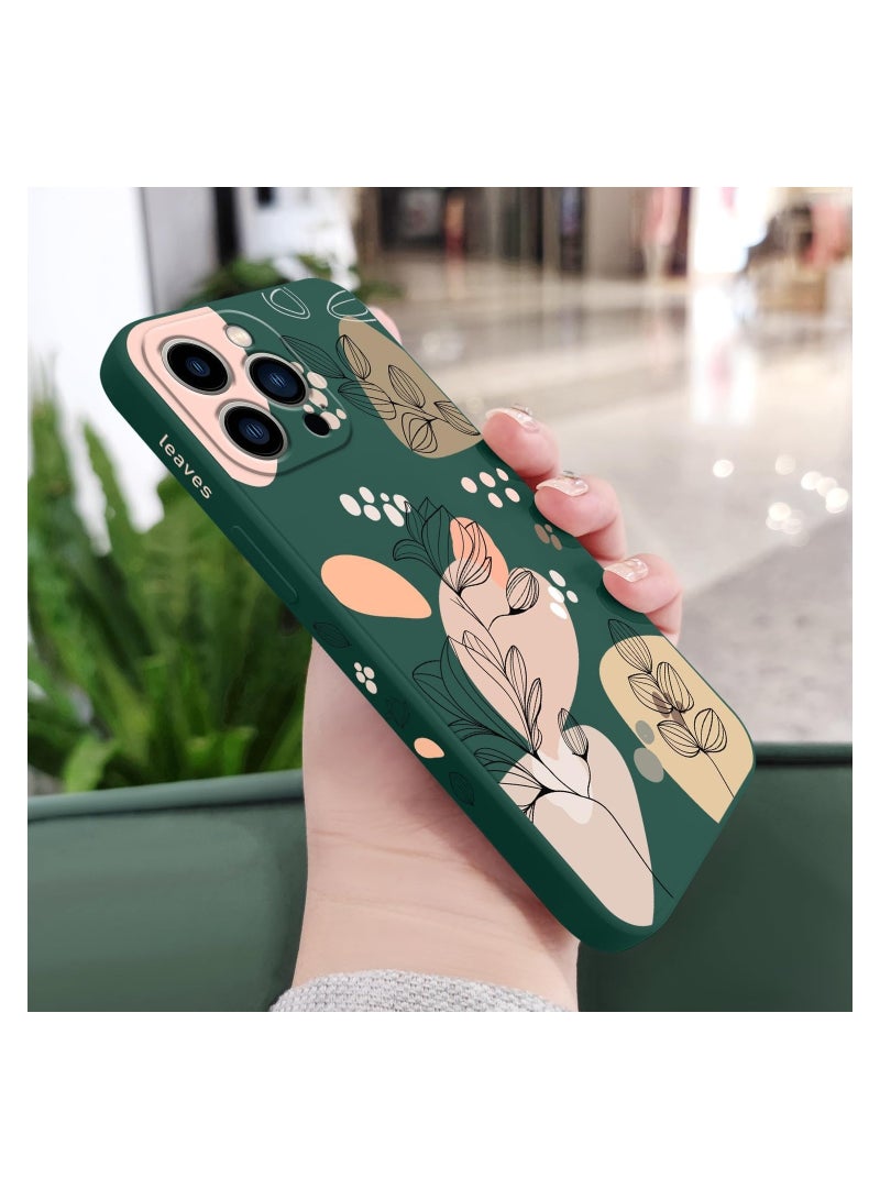 iPhone 13 Pro Max Case Flower Butterfly Cute Astronaut Design Phone Cover Soft Microfiber Lining Slim Liquid Silicone 13 Pro Max Case-Dark Green 2 - Image 3