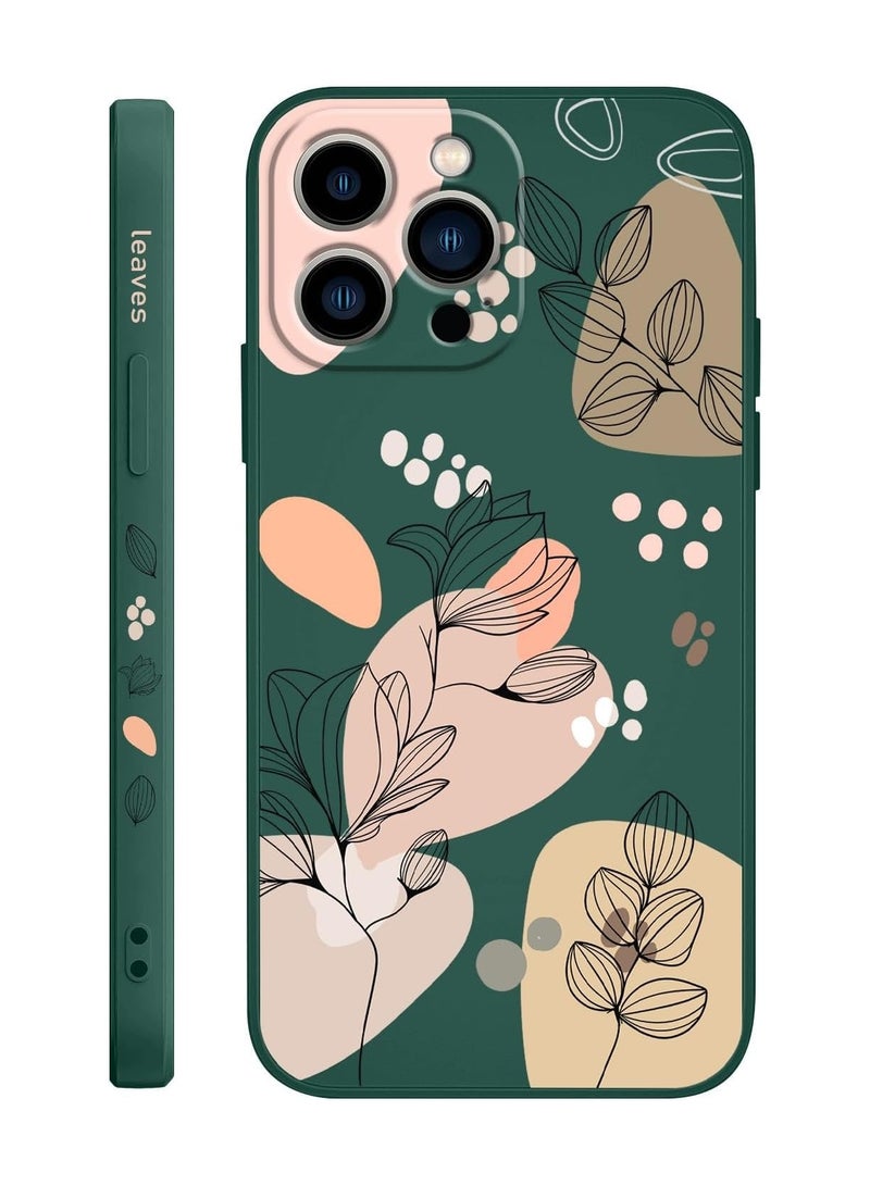 iPhone 13 Pro Max Case Flower Butterfly Cute Astronaut Design Phone Cover Soft Microfiber Lining Slim Liquid Silicone 13 Pro Max Case-Dark Green 2 - Image 1