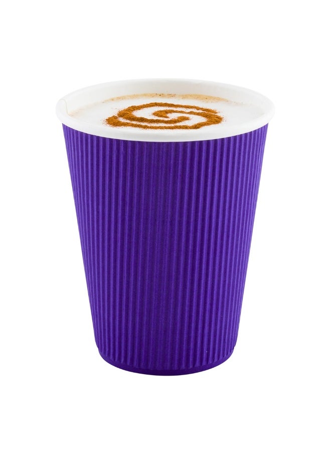 Restaurantware Restaurantware 12 Ounce Ripple Wall Disposable Coffee Cups, 500 Insulated Midnight Royal Purple Paper Tumblers with Rolled Rim Design, Lids Sold Separately for Hot Drinks like Tea, Hot Chocolate and More  - Image 2