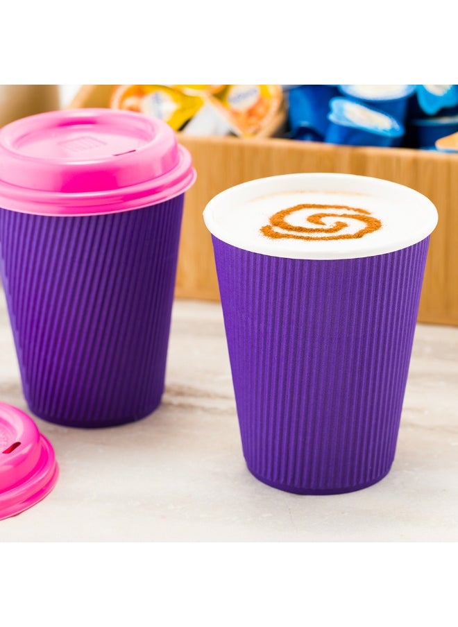 Restaurantware Restaurantware 12 Ounce Ripple Wall Disposable Coffee Cups, 500 Insulated Midnight Royal Purple Paper Tumblers with Rolled Rim Design, Lids Sold Separately for Hot Drinks like Tea, Hot Chocolate and More  - Image 3