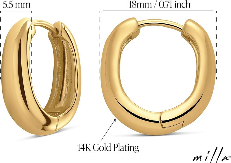 MILLA 14k Gold Huggie Earrings or Sterling Silver Huggie Earrings for Women Multipack & Individuals - Ear Huggers Earrings for Women Trendy Y2K Earrings, Preppy Earrings - Lightweight & Hypoallergenic - Image 3