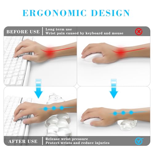 KEPUTAIER Gel Cloud Keyboard and Mouse Wrist Rest Cute Wrist Support and Arm Support Keyboard Rest for Keyboard and Mouse Typing Pain ReliefSuitable for OfficeComputerLaptopGamingWhite - Image 3
