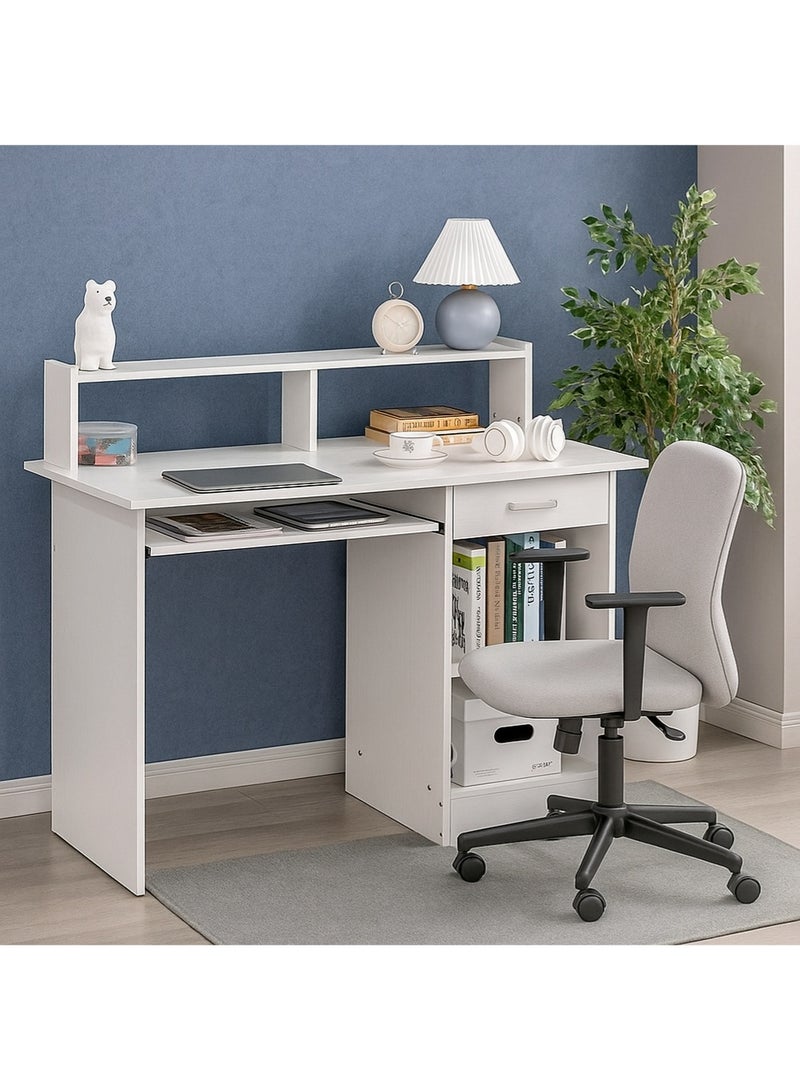 إيه جي دي مكتب كمبيوتر وألعاب 106 سم للمنزل والمكتب، طاولة مكتب مع مساحة تخزين للكتابة والدراسة/ أبيض - Image 3