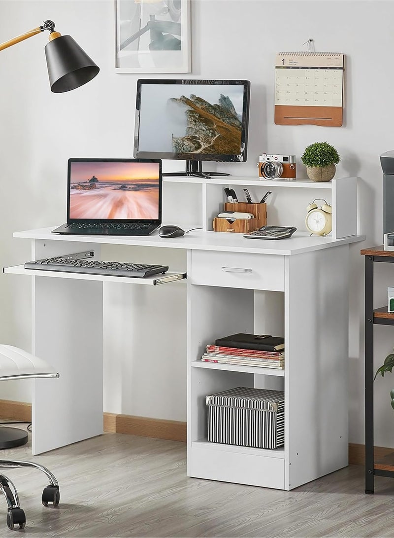 إيه جي دي مكتب كمبيوتر وألعاب 106 سم للمنزل والمكتب، طاولة مكتب مع مساحة تخزين للكتابة والدراسة/ أبيض - Image 5