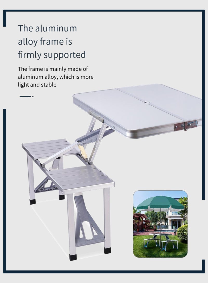 توشونكس طاولة ألومنيوم خارجية قابلة للطي 4 في 1 مع كراسي مرفقة - نزهة محمولة وشواء - Image 2