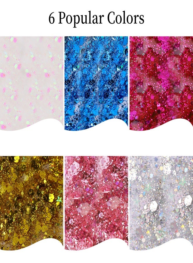 Maykawe Chunky Glitter Gel Glitter Body Gel Festival Glitter Cosmetic Face Hair Nails Makeup Mermaid Sequins Liquid Eyeshadow Long Lasting Sparkling 50 ml (#06 White) - Image 2