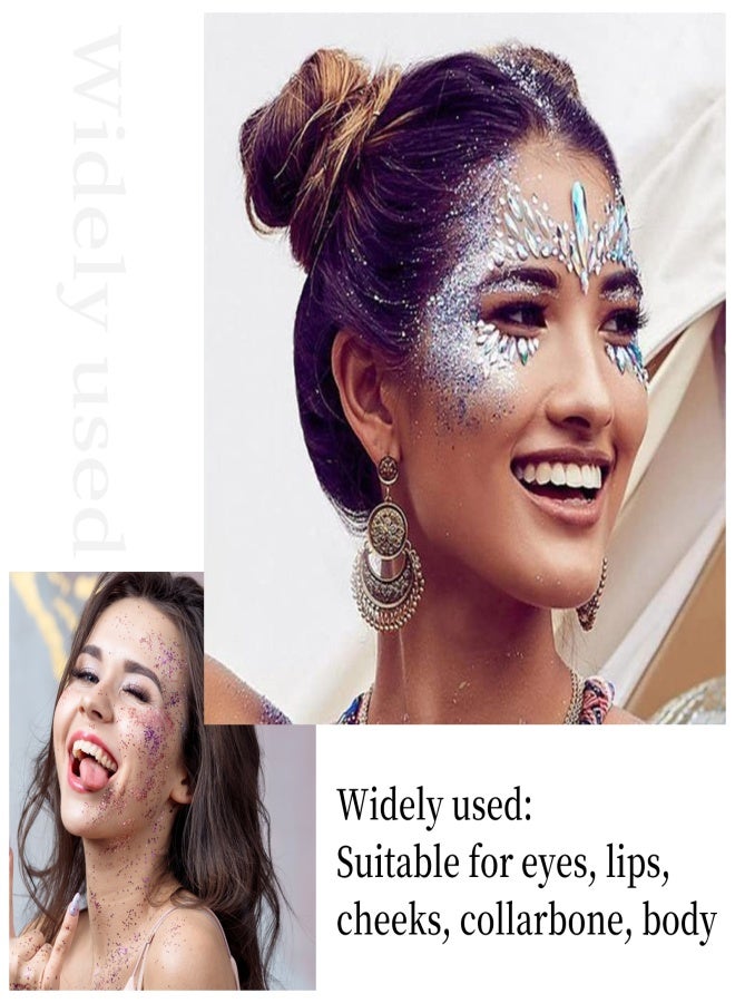 Maykawe Chunky Glitter Gel Glitter Body Gel Festival Glitter Cosmetic Face Hair Nails Makeup Mermaid Sequins Liquid Eyeshadow Long Lasting Sparkling 50 ml (#06 White) - Image 4