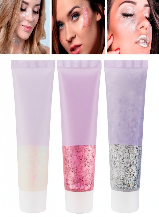 Maykawe Chunky Glitter Gel Glitter Body Gel Festival Glitter Cosmetic Face Hair Nails Makeup Mermaid Sequins Liquid Eyeshadow Long Lasting Sparkling 50 ml (#06 White) - Image 5