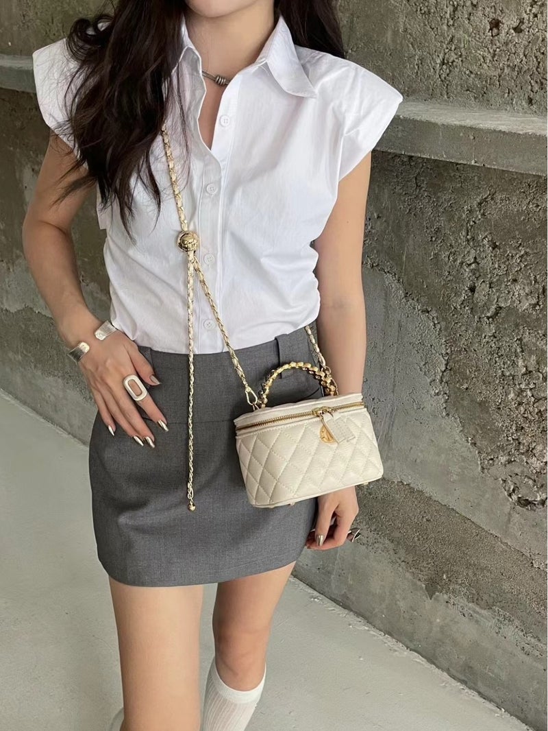 High-End Genuine Leather Rhomboid Chain Handbag Women'S Niche Fashionable All-Match Shoulder Crossbody Small Bag - Image 4