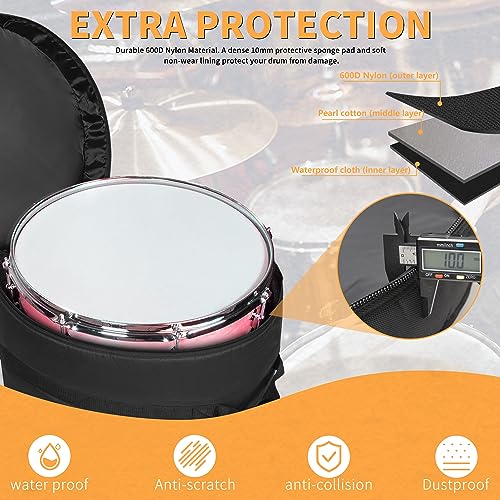 OUUTMEE Bass Drum Bag For Bass Tom 22"x18", 10mm Thick Padded Travel Drum Case - Image 4