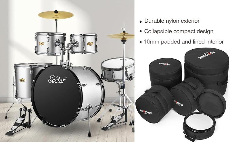 OUUTMEE Bass Drum Bag For Bass Tom 22"x18", 10mm Thick Padded Travel Drum Case - Image 5