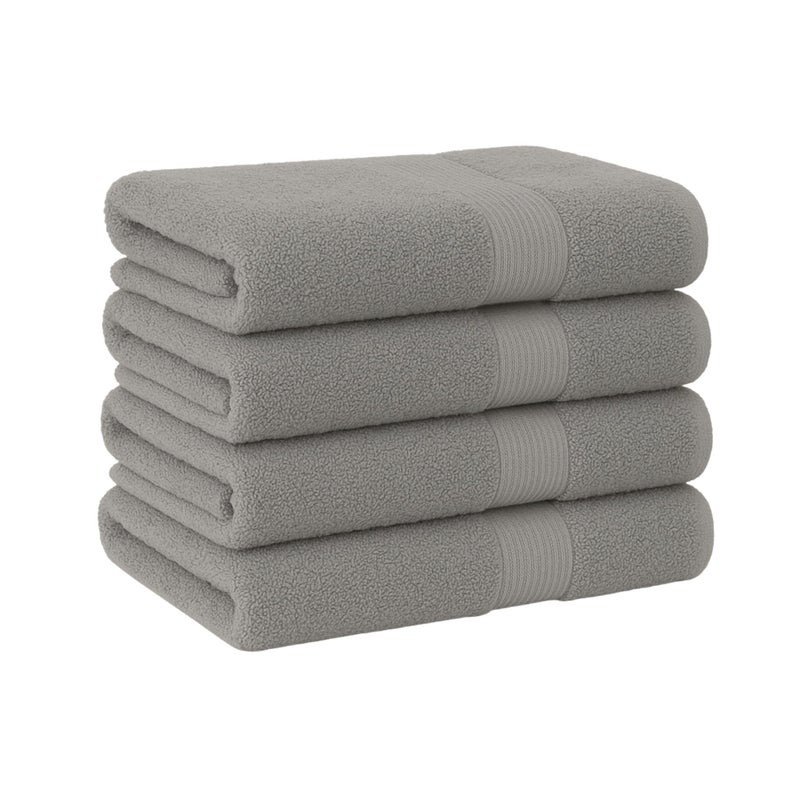 Burak Tekstil Cotton Towel Set, 4 Pieces, Face Towel 30 x 30 cm (Silver, 4 Face Towels (30 x 30))