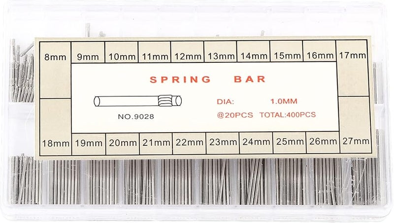 400 Pcs Metal Watch Band Link Pins Assortment 8 27mm with Storage Box - Image 2