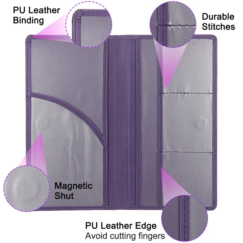 LumiMokki Premium Car Registration & Insurance Card Holder with Magnetic Shut, Vehicle Glove Box Car Organizer - For Documents, Cards, License (Purple) - Image 3