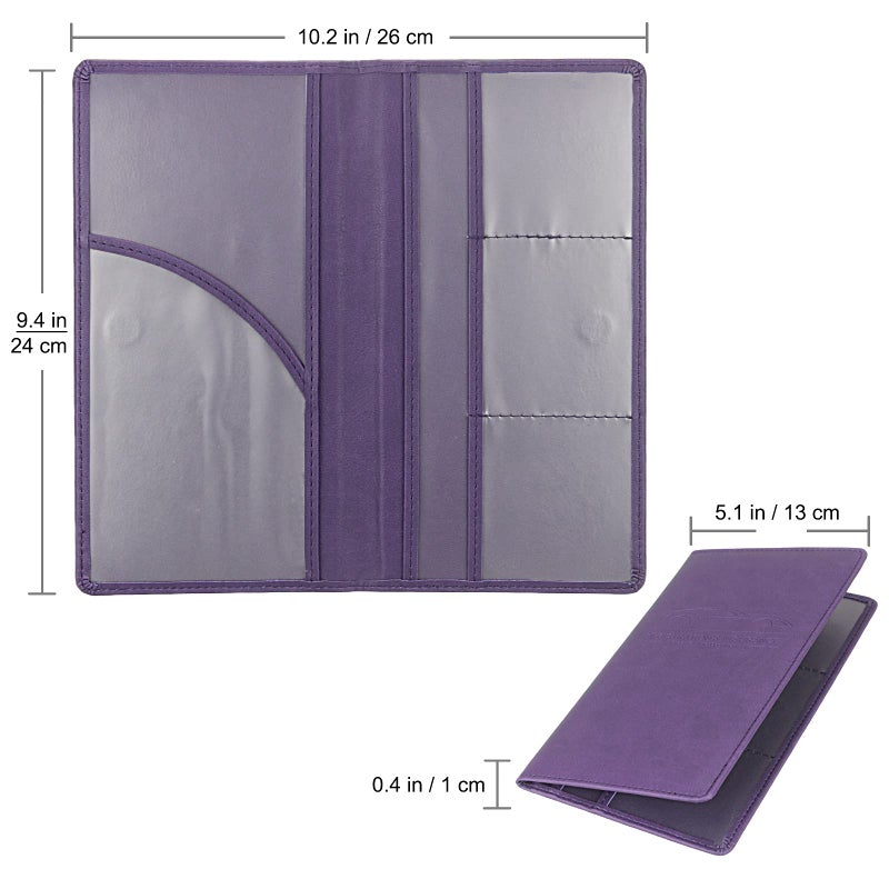 LumiMokki Premium Car Registration & Insurance Card Holder with Magnetic Shut, Vehicle Glove Box Car Organizer - For Documents, Cards, License (Purple) - Image 2