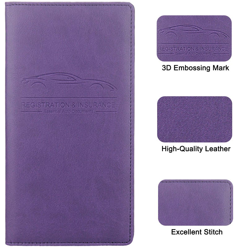 LumiMokki Premium Car Registration & Insurance Card Holder with Magnetic Shut, Vehicle Glove Box Car Organizer - For Documents, Cards, License (Purple) - Image 5