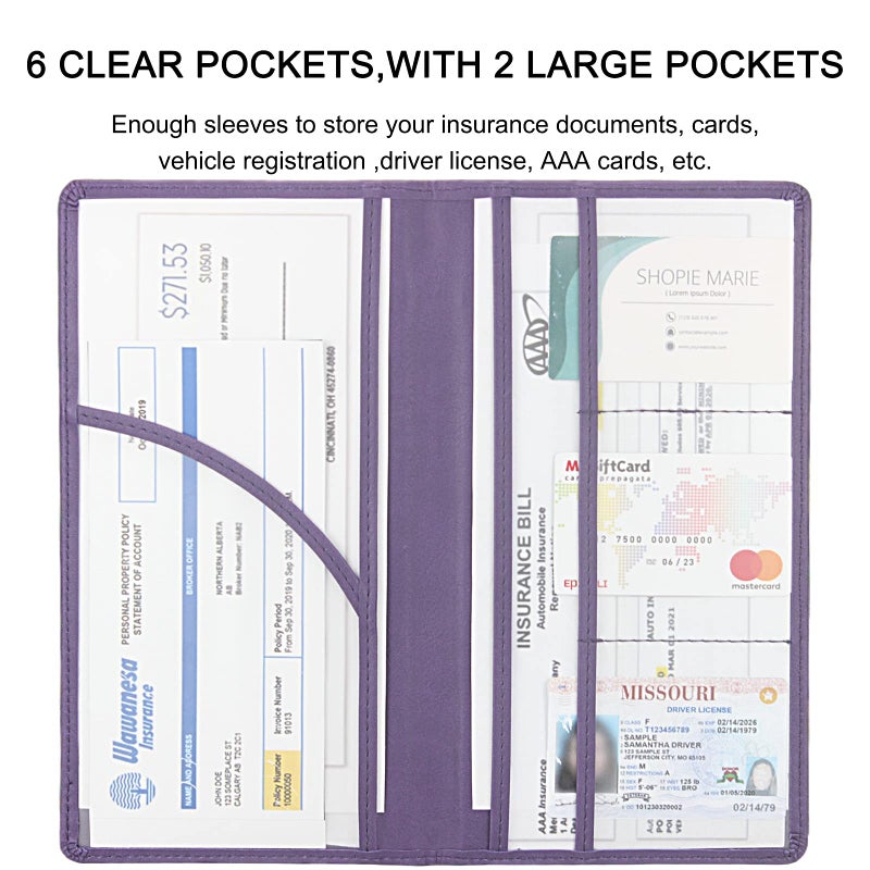 LumiMokki Premium Car Registration & Insurance Card Holder with Magnetic Shut, Vehicle Glove Box Car Organizer - For Documents, Cards, License (Purple) - Image 4