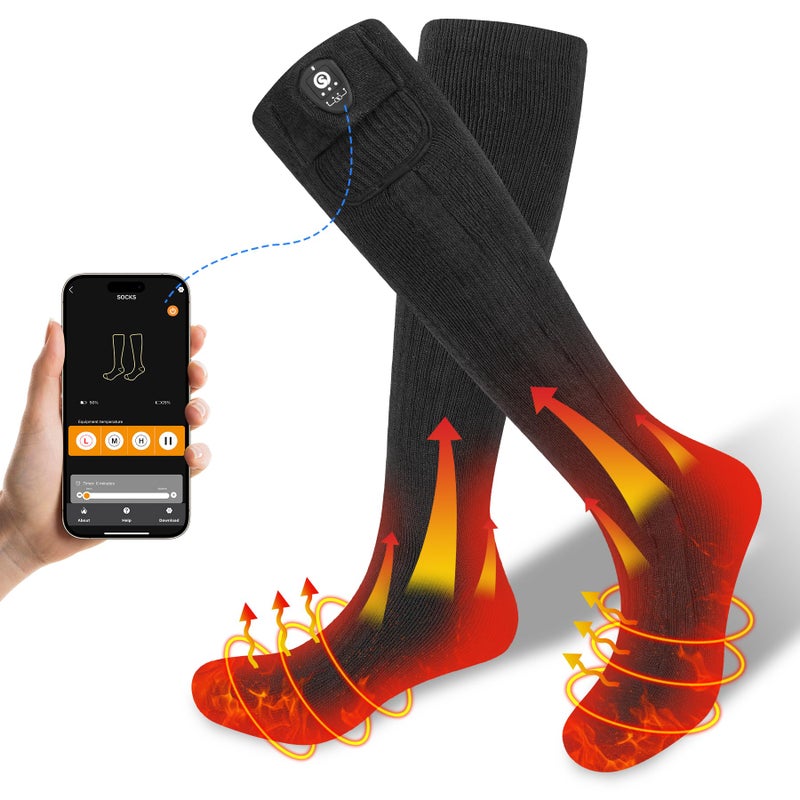 SAVIOR HEAT Heated Socks With App Control For Men Women  Savior Heat Electric Rechargeable Battery Heating Socks Washable Foot Warmer For Winter Skiing Hunting Fishing Hiking (Medium) - Image 1