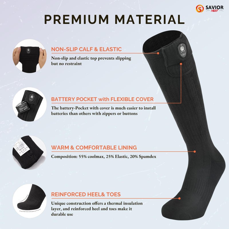 SAVIOR HEAT Heated Socks With App Control For Men Women  Savior Heat Electric Rechargeable Battery Heating Socks Washable Foot Warmer For Winter Skiing Hunting Fishing Hiking (Medium) - Image 5