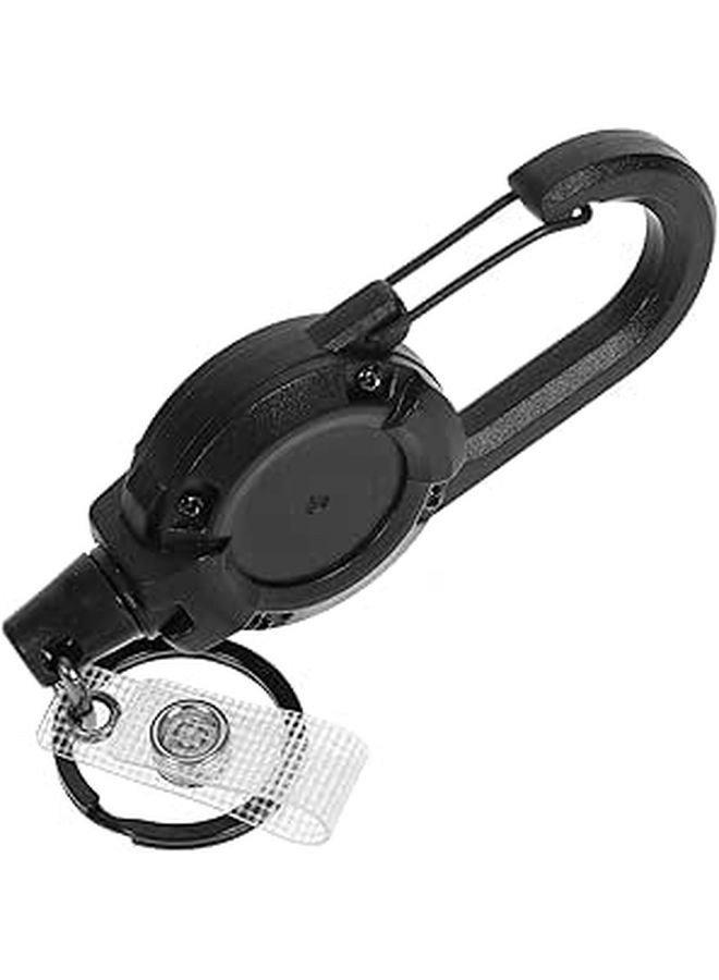 Retractable Keychain Holder with Carabiner Clip for Keys Cards and Backpack Accessories Black - Image 1
