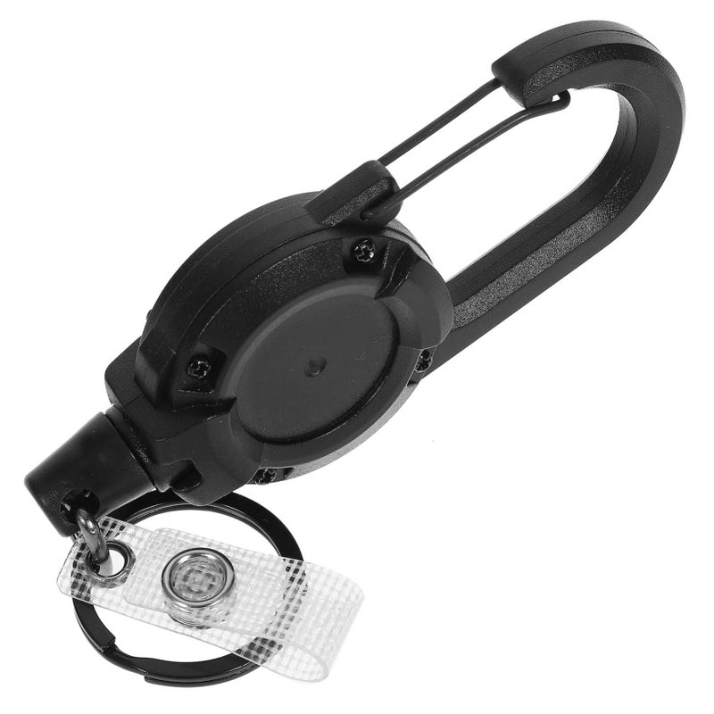 Retractable Keychain Holder with Carabiner Clip for Keys Cards and Backpack Accessories Black - Image 2