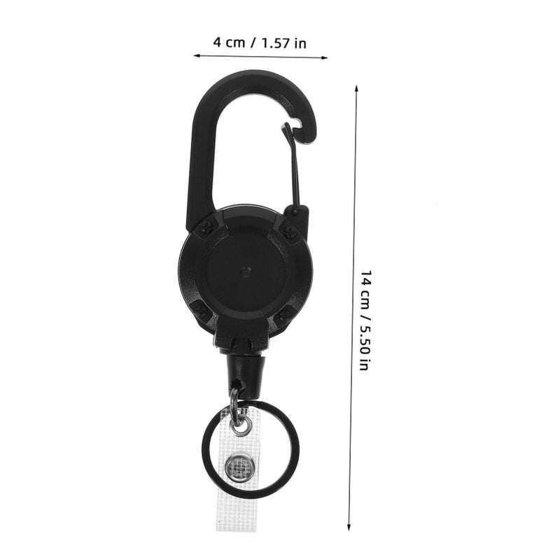 Retractable Keychain Holder with Carabiner Clip for Keys Cards and Backpack Accessories Black - Image 3