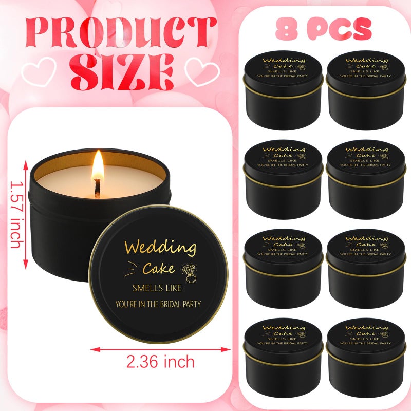Conelist 8 Pcs Bridesmaid Proposal Gifts Smells Like You're in The Bridal Party Candles Bridesmaid Gifts Natural Soy Wax Candles for Best Friends(Black,Retro) - Image 2