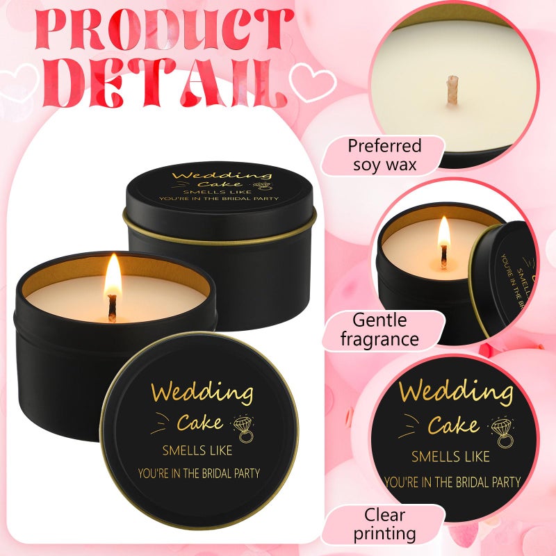 Conelist 8 Pcs Bridesmaid Proposal Gifts Smells Like You're in The Bridal Party Candles Bridesmaid Gifts Natural Soy Wax Candles for Best Friends(Black,Retro) - Image 3