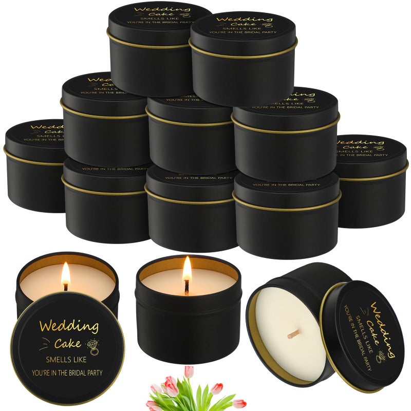 Conelist 8 Pcs Bridesmaid Proposal Gifts Smells Like You're in The Bridal Party Candles Bridesmaid Gifts Natural Soy Wax Candles for Best Friends(Black,Retro) - Image 1