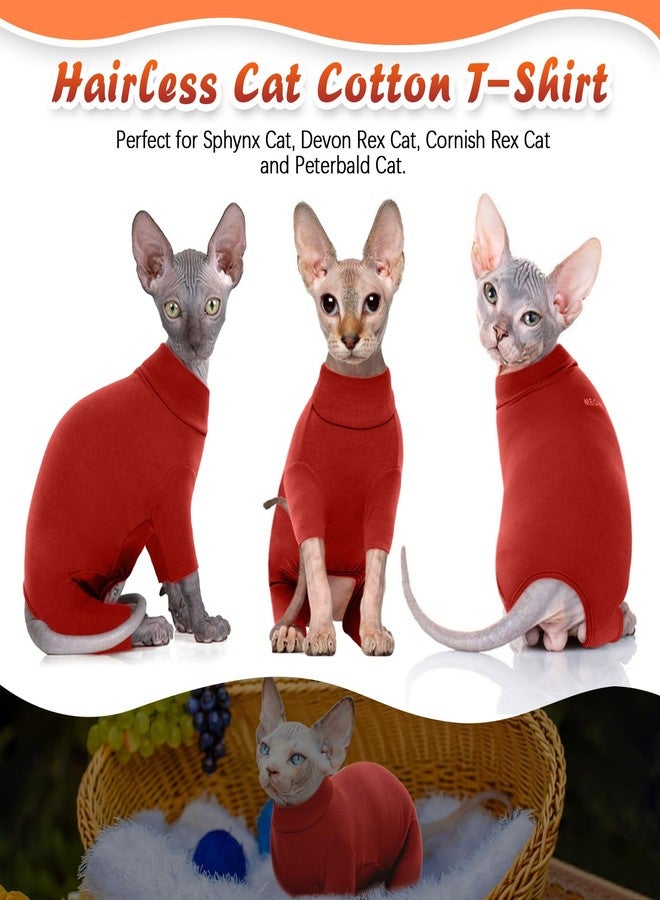 ROZKITCH Cat Clothes - Breathable Soft Jumpers for Cats, Warm Sweater T-Shirt Pajamas Jumpsuit Vest - Cornish Rex Devon Rex Peterbald Red L - Image 3