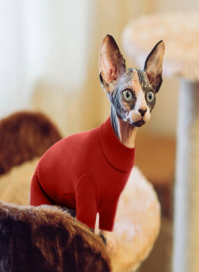 ROZKITCH Cat Clothes - Breathable Soft Jumpers for Cats, Warm Sweater T-Shirt Pajamas Jumpsuit Vest - Cornish Rex Devon Rex Peterbald Red L - Image 5