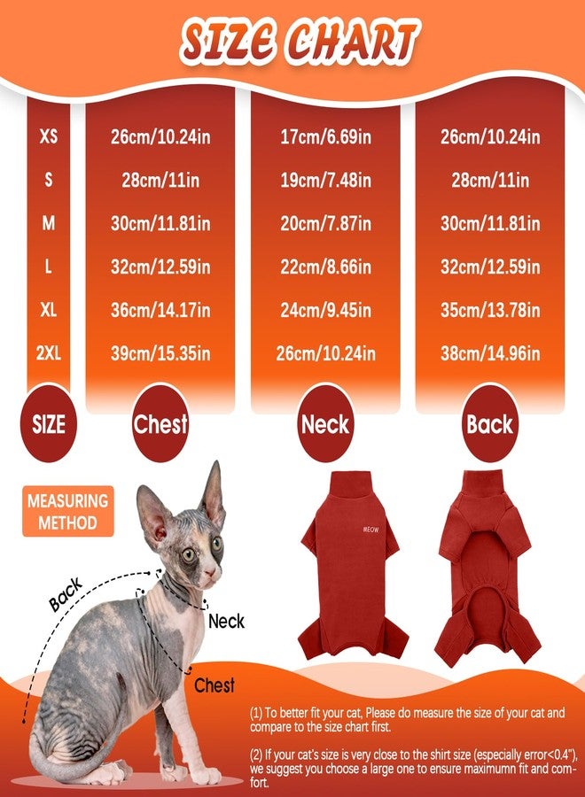 ROZKITCH Cat Clothes - Breathable Soft Jumpers for Cats, Warm Sweater T-Shirt Pajamas Jumpsuit Vest - Cornish Rex Devon Rex Peterbald Red L - Image 4