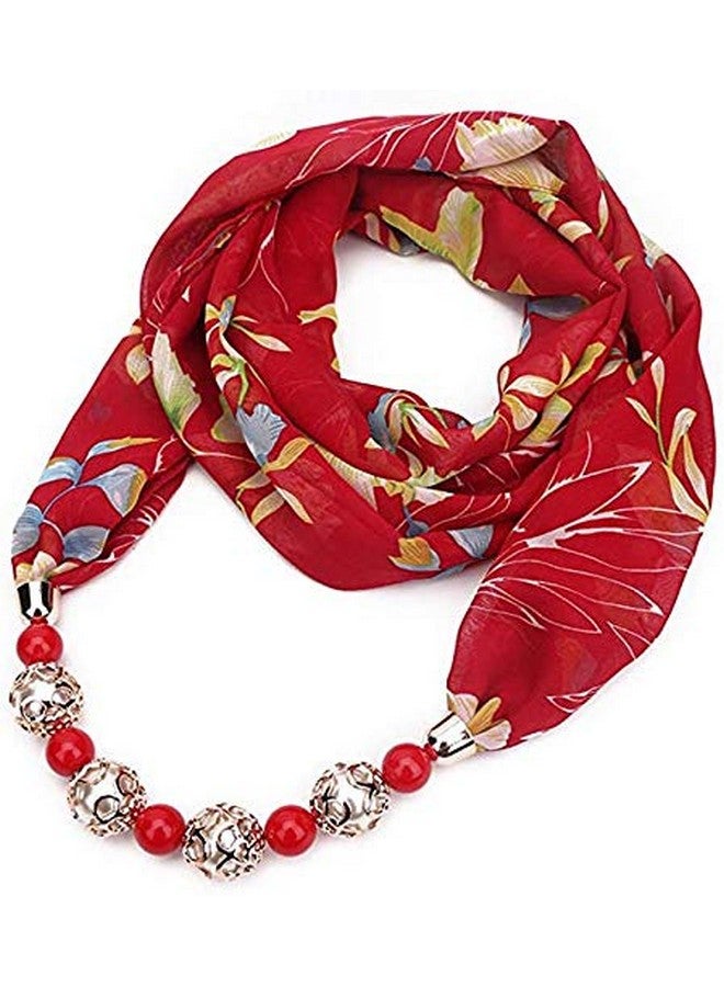 Magic MAGIC Girls Stylish Printed Scarf with Necklace pendant Beads Scarves Stole Dupatta (Multicolor,S06) - Image 1