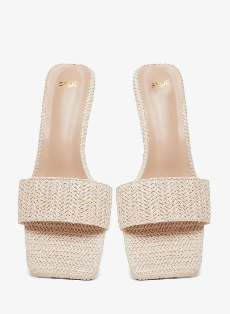 Styli Textured Heel Sandals