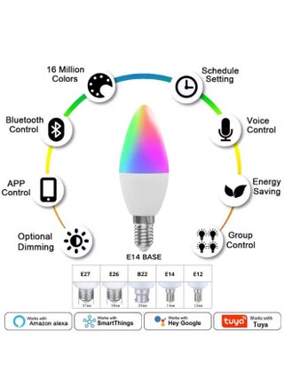 Smart Light Bulb E14, RGBWW LED Lamp, Smart Bulb E14 Light Bulb 450 LM, Dimmable with 16 Million DIY Colours - view 2