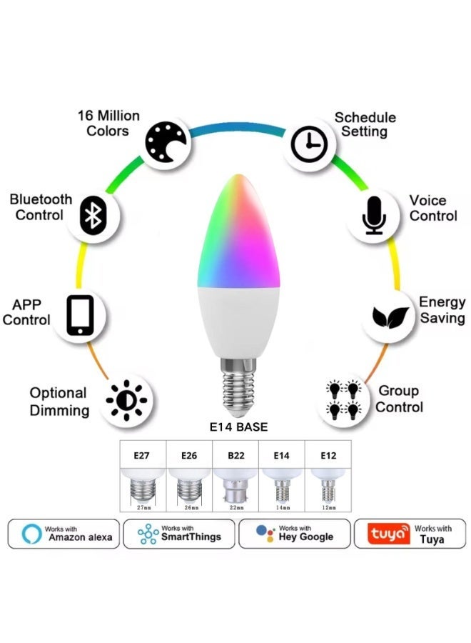 MUMO Smart Light Bulb E14, RGBWW LED Lamp, Smart Bulb E14 Light Bulb 450 LM, Dimmable with 16 Million DIY Colours - Image 2