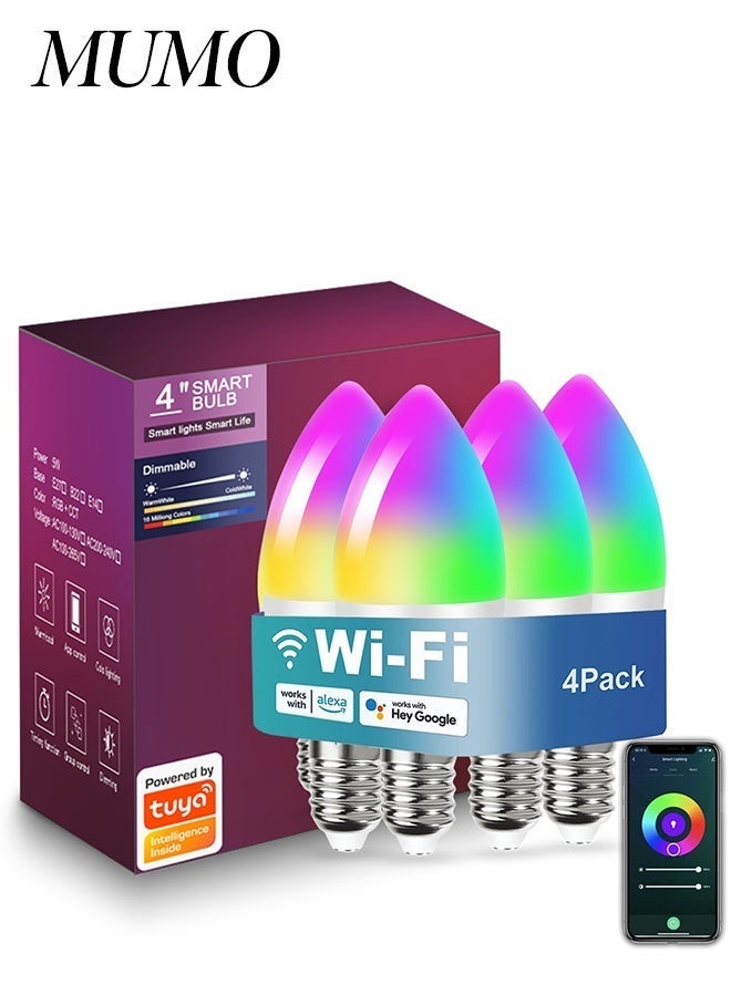 MUMO Smart Light Bulb E14, RGBWW LED Lamp, Smart Bulb E14 Light Bulb 450 LM, Dimmable with 16 Million DIY Colours - Image 1