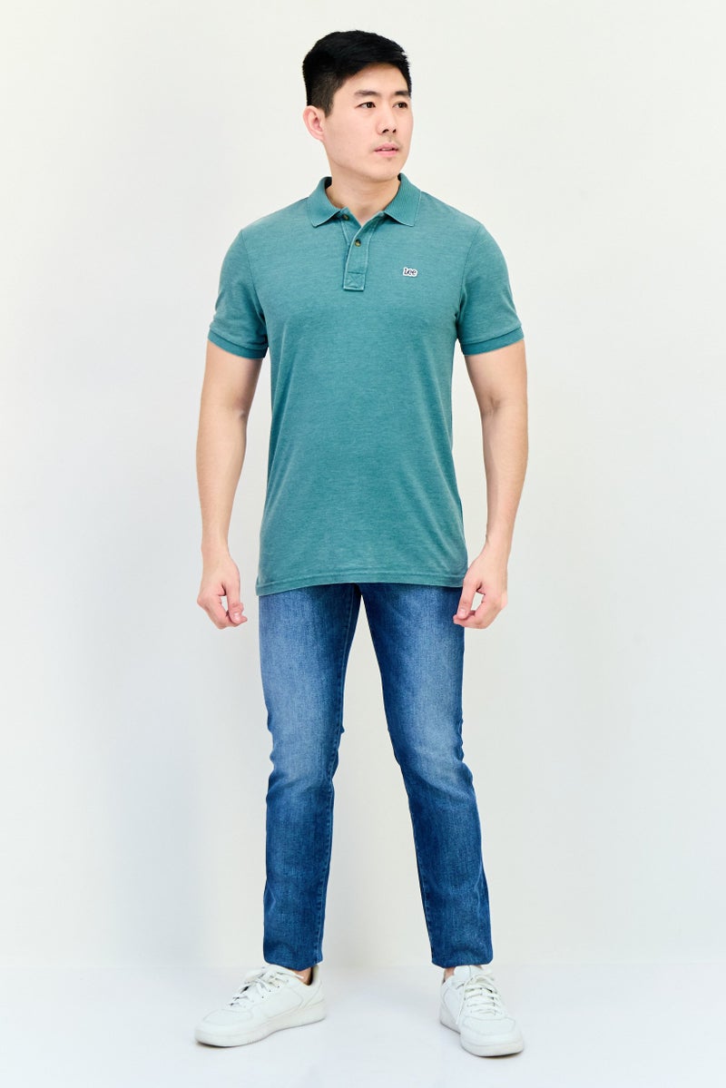 LEE Men Regular Fit Embroidered Logo Short Sleeve Polo Shirts, Green - Image 2