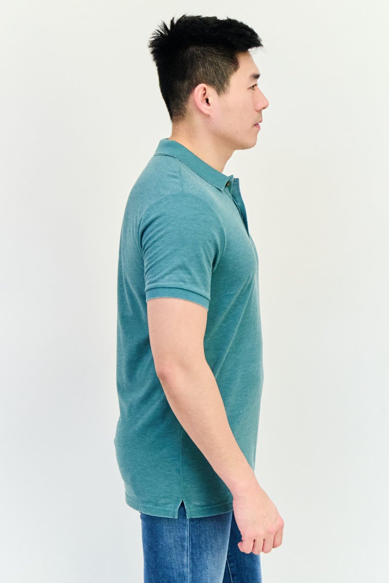 LEE Men Regular Fit Embroidered Logo Short Sleeve Polo Shirts, Green - Image 4