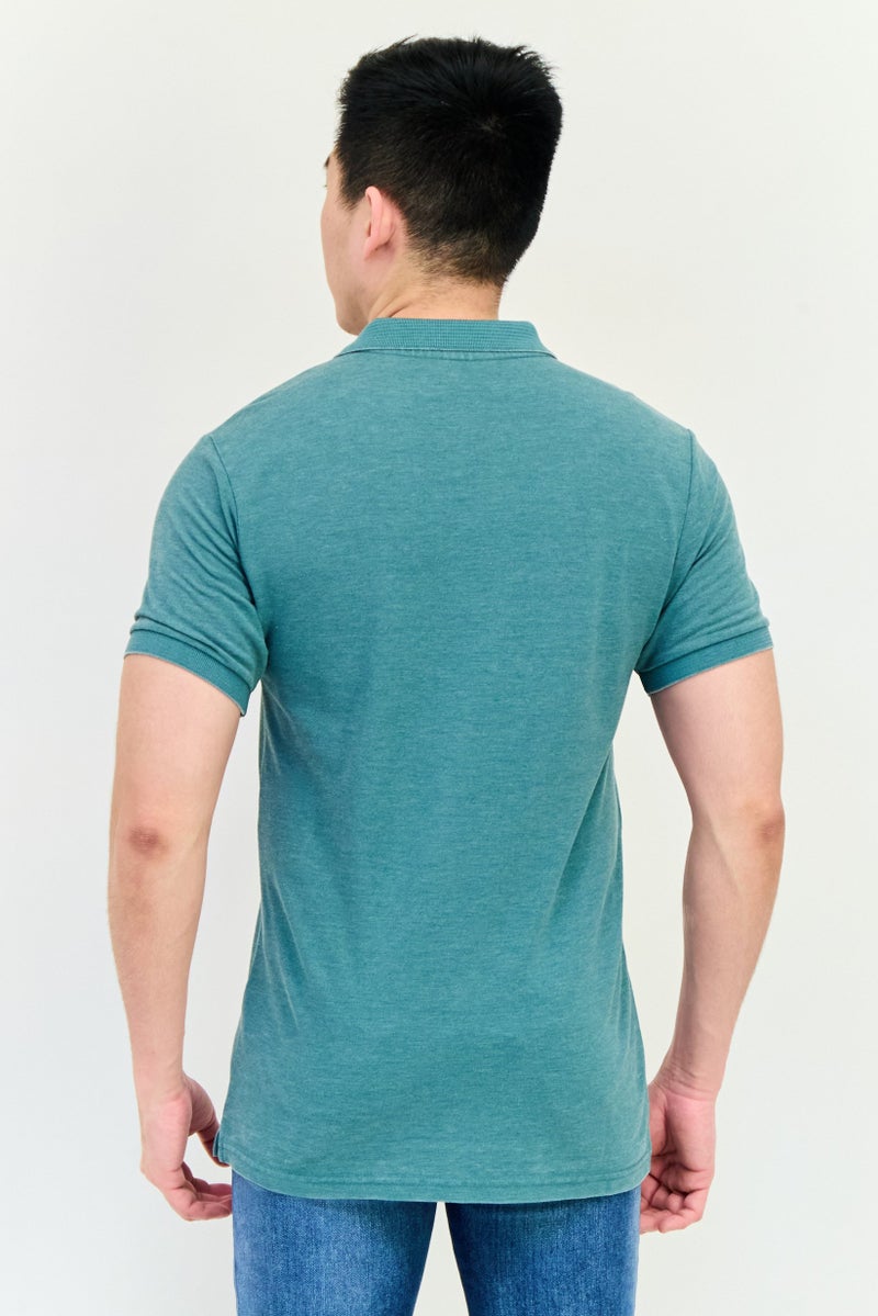 LEE Men Regular Fit Embroidered Logo Short Sleeve Polo Shirts, Green - Image 3