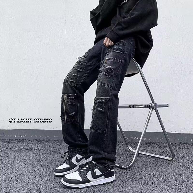 Unisex Classic Denim Jeans Loose Fit Daily Outdoor Wear - Image 1