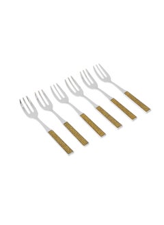 Dania A set of 6 metal dessert forks with golden decor  - Image 1
