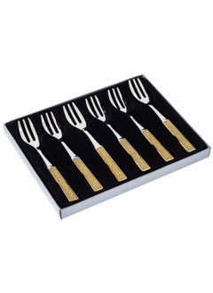 Dania A set of 6 metal dessert forks with golden decor  - Image 2